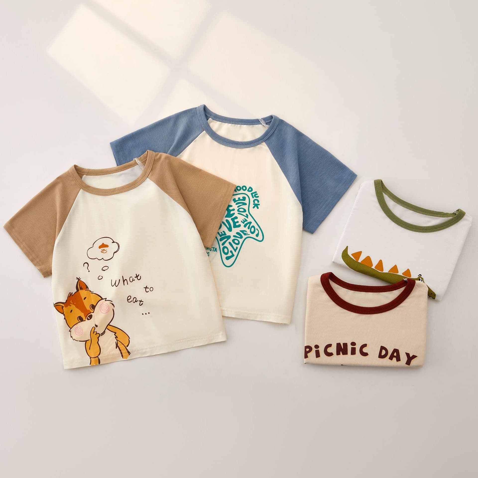Baby Short Sleeve T-Shirt for Boys, Children's Modal Half-Sleeve Top, Summer Style Kids' Contrast Color Top