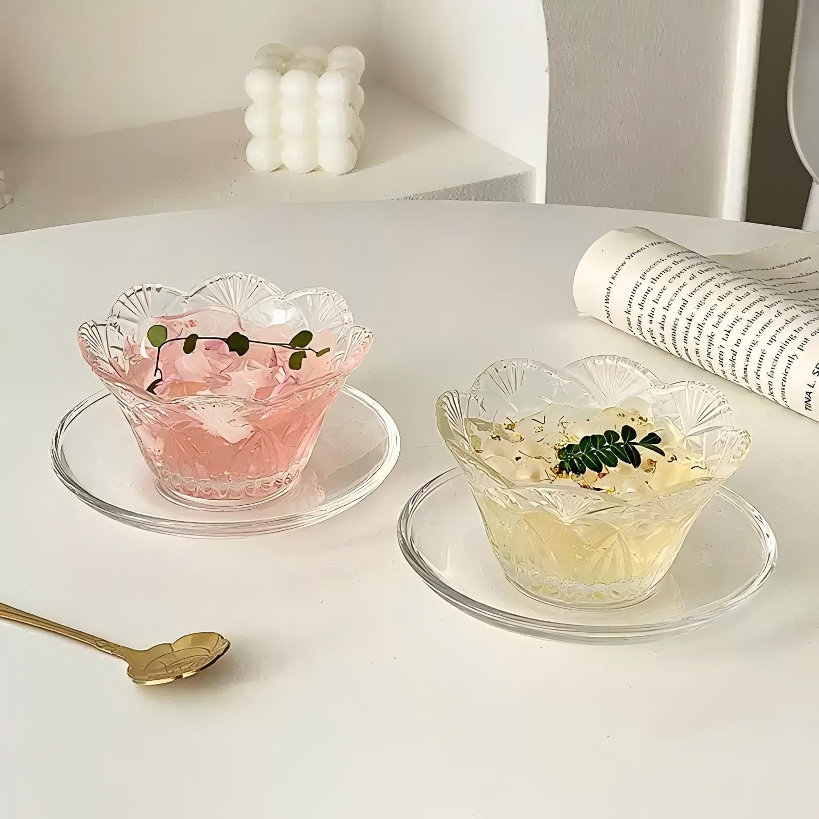 Ins style petal embossed dessert bowl yogurt bowl high-end salad bowl simple ice cream bowl oatmeal bowl