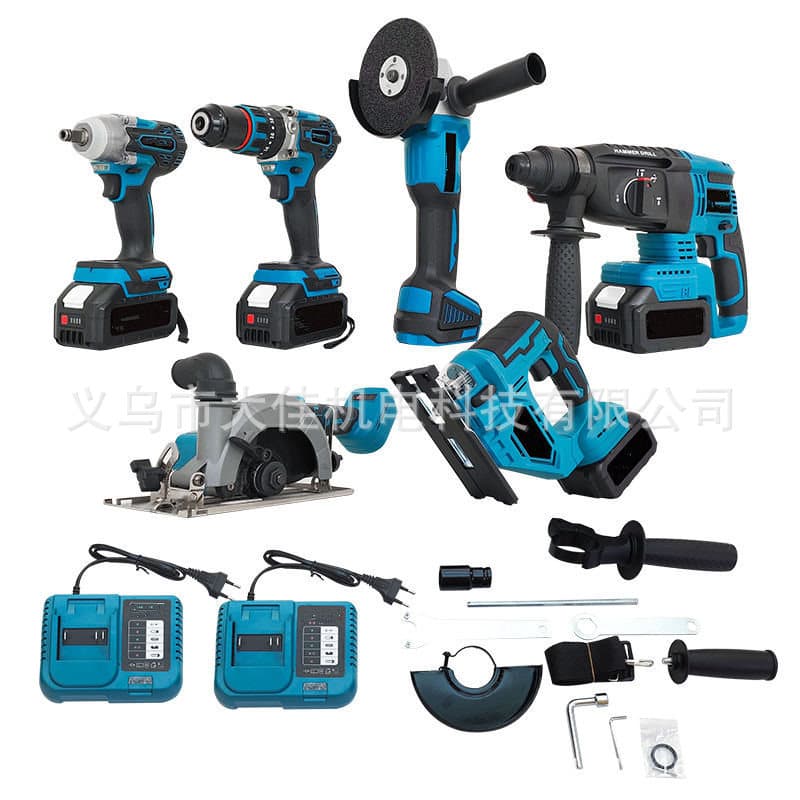 Brushless Angle Grinder Electric Wrench Rotary Hammer 6-Piece Lithium Power Tool Combo Set