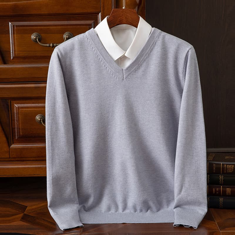 Autumn Winter Thickened Woolen Sweater Men's V-neck Knitted Loose Warm Casual Base Layer Top Large Size Loose Fit Knitwear