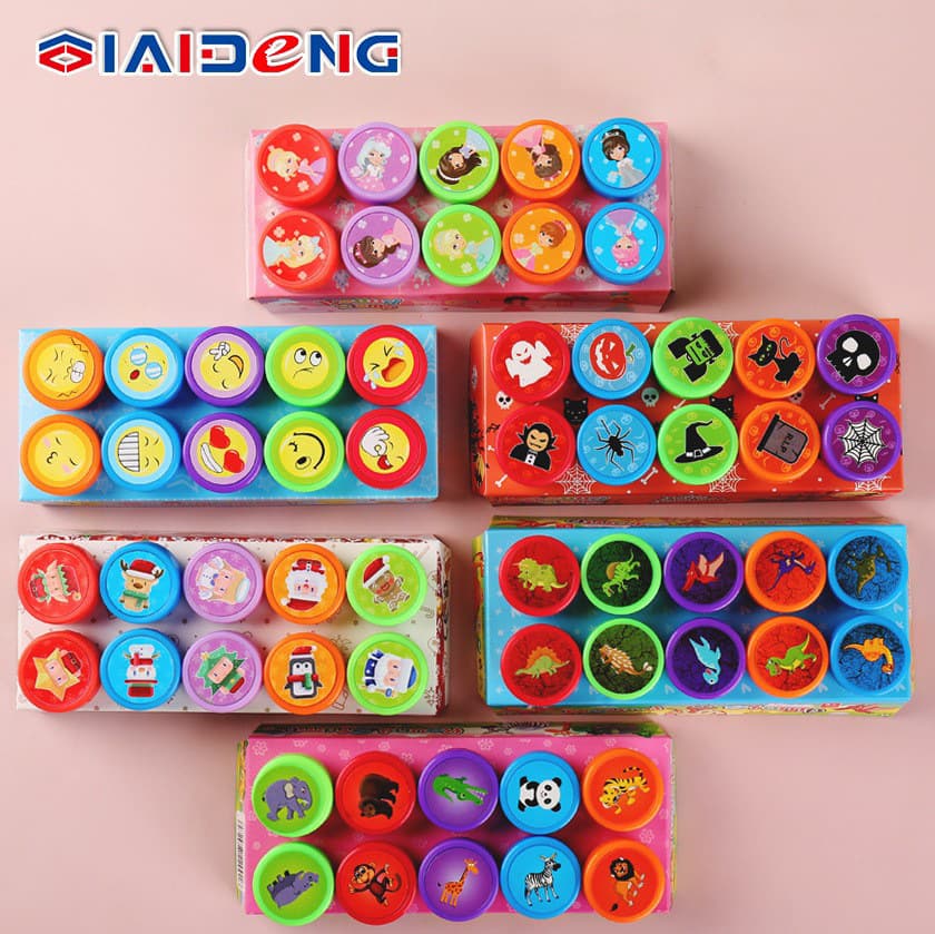 10 Boxed Children Stamps Fun Animal Lover Christmas Creative Comment Stamping Set Cross-border Set
