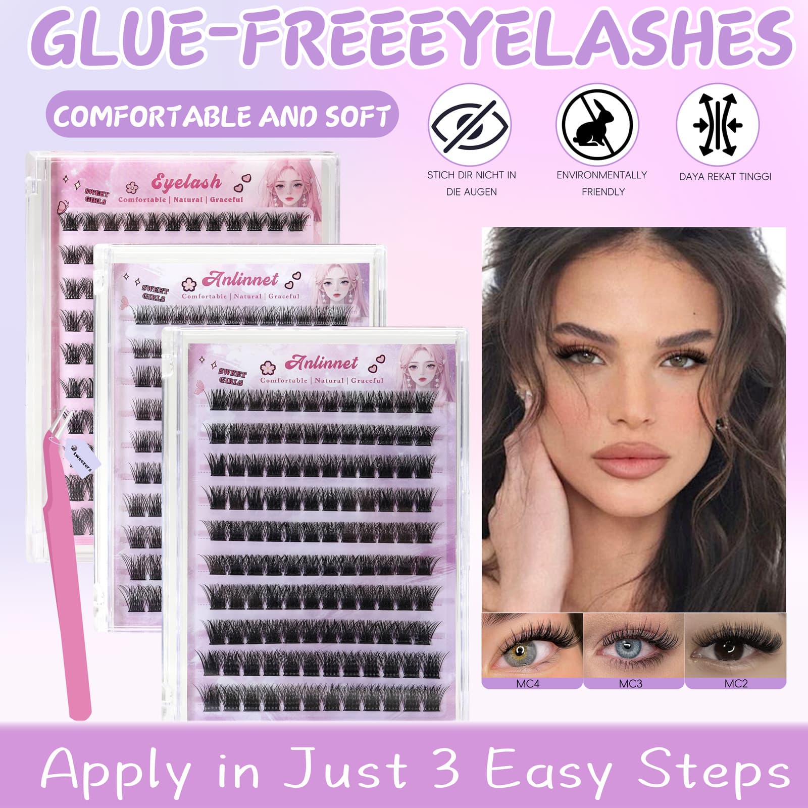 10 Row DIY Segmented Glue-Free Natural Eyelashes for Export, Gentle False Lashes for Beginners