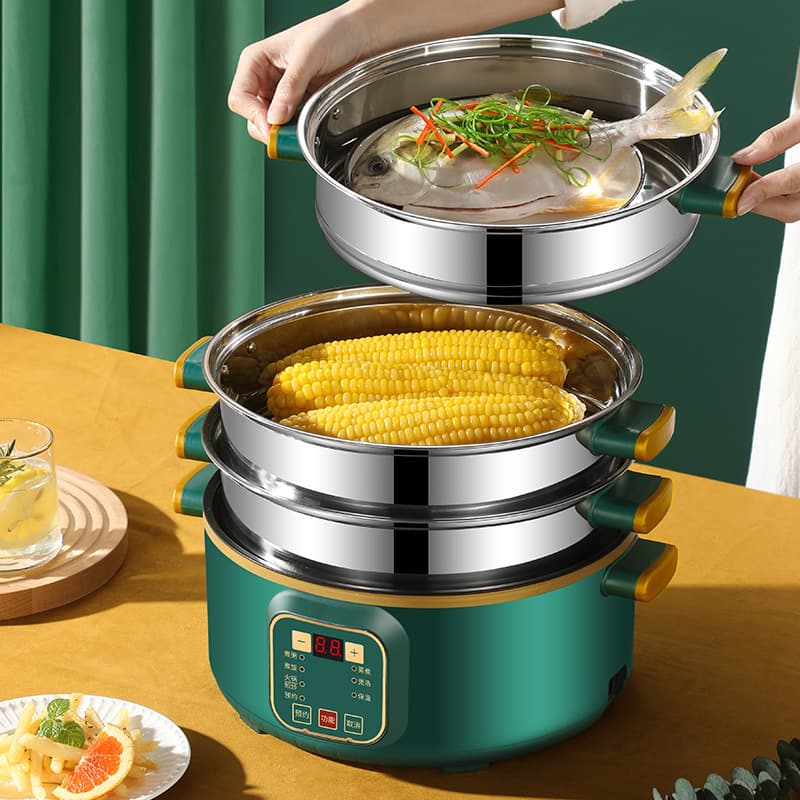 Large Capacity Automatic Multilayer Three-layer Electric Steamer Pot for Home Use Dormitory Gift Cooking Appliance