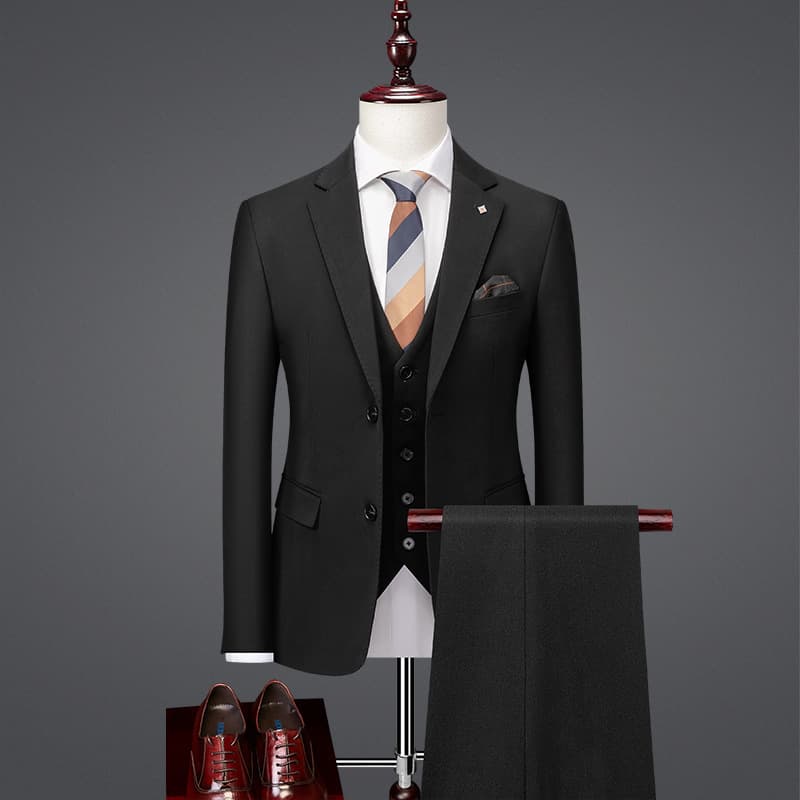 Men's Slim Fit Business Formal Suit Set, Fashionable Wedding Tuxedo for Groom and Best Man, 3-Piece Suit