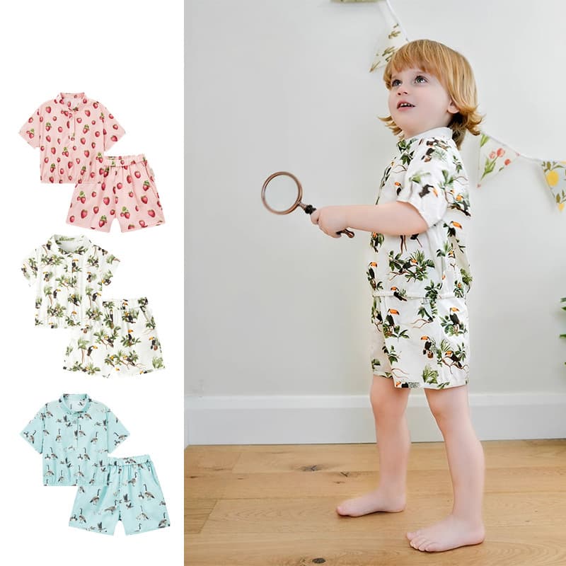 Boys and girls home clothes 2026 summer new children's short-sleeved shorts suit baby girl baby clothes home clothes