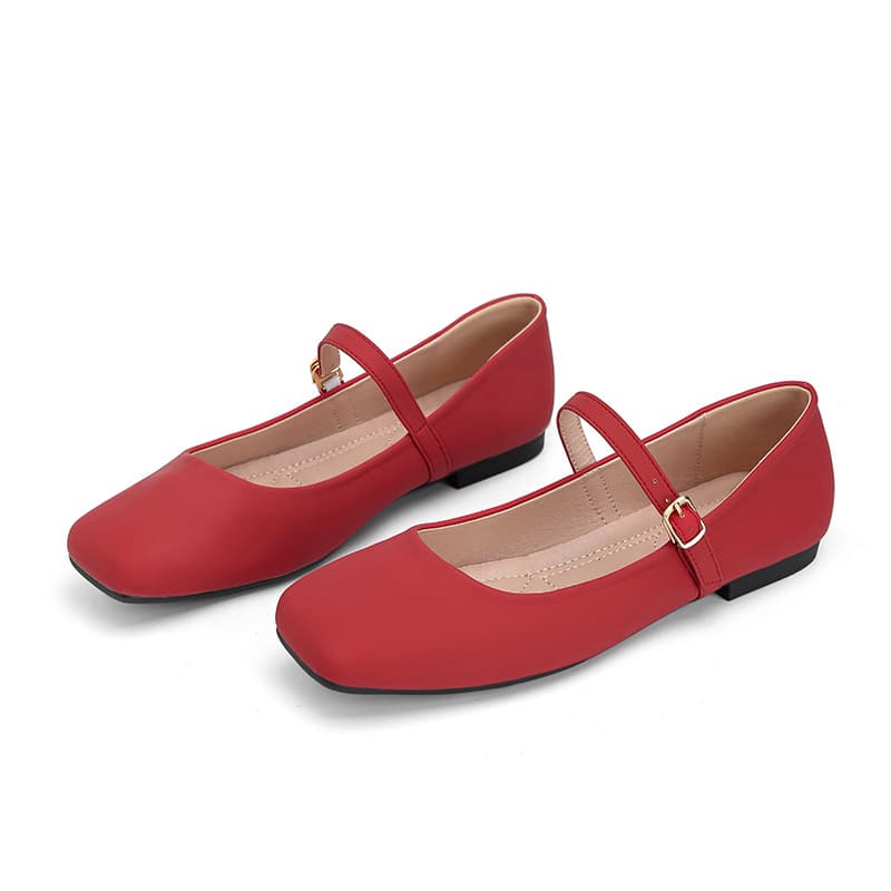 Cross-border Exclusive French Retro Mary Jane Shoes with One-Strap Buckle, 2026 New Square Toe Versatile Flat Shoes for Women, Plus Size