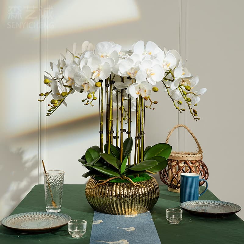 PU hand-feeling moisturizing single butterfly orchid floral fake flower dried flower arrangement bouquet decoration ornaments