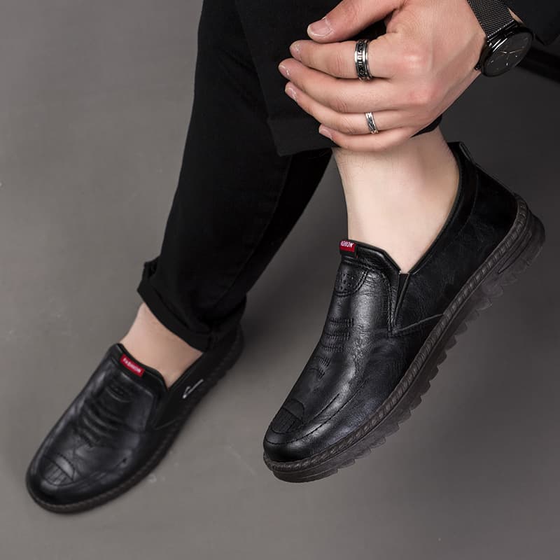 Men's leather shoes, new cross-border style, PU soft sole, comfortable casual men's shoes, fashionable rubber sole, slip-on shoes