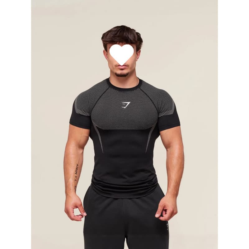 GYM/ONYX Men's T-Shirt Sports Fitness Quick-Dry Breathable Stretch Crew Neck Short Sleeve Tight Training Wear