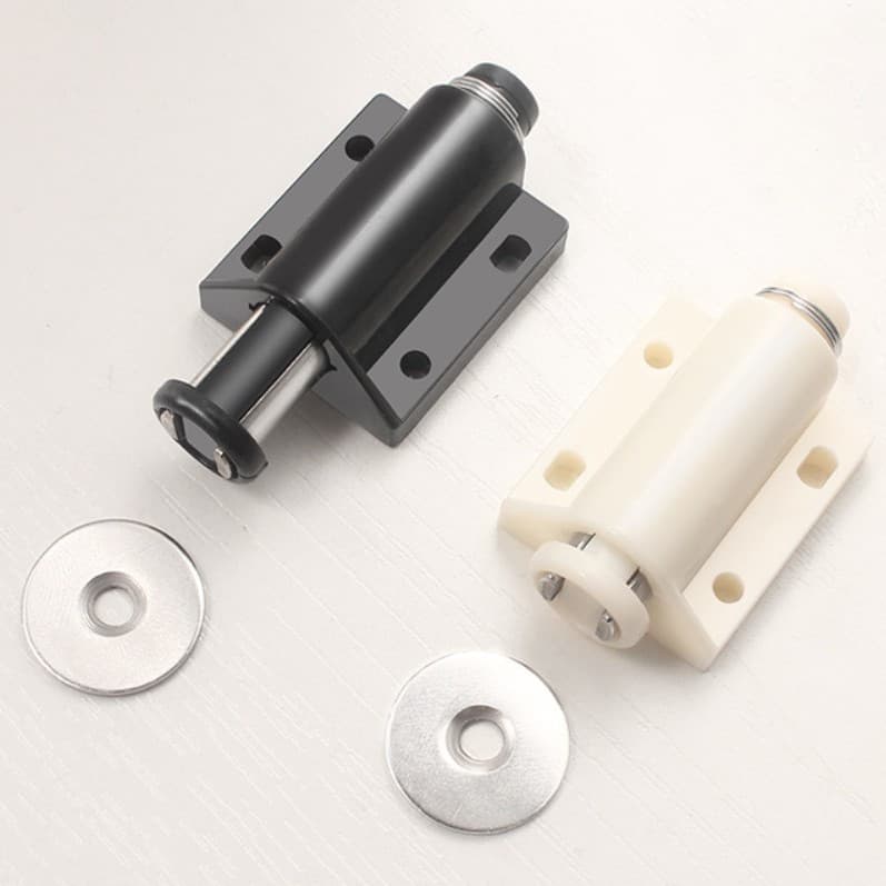Furniture Cabinet Door Push-to-Open Rebounder, Dual-Head Cylindrical Magnetic Push Latch, Self-Opening Spring Catch
