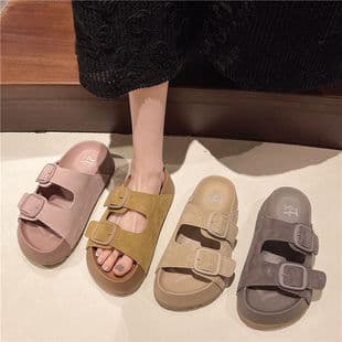 Chunky Sole Retro Beach Vacation Sandals, 2025 Summer New Style, Fashionable Versatile Slide Sandals for Women