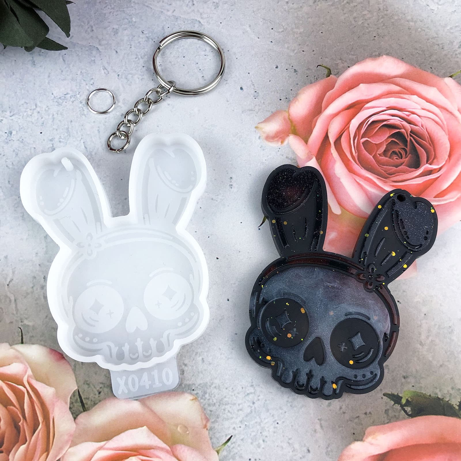 X0410 Skull Rabbit Keychain Decoration Mold, DIY Silicone Mold