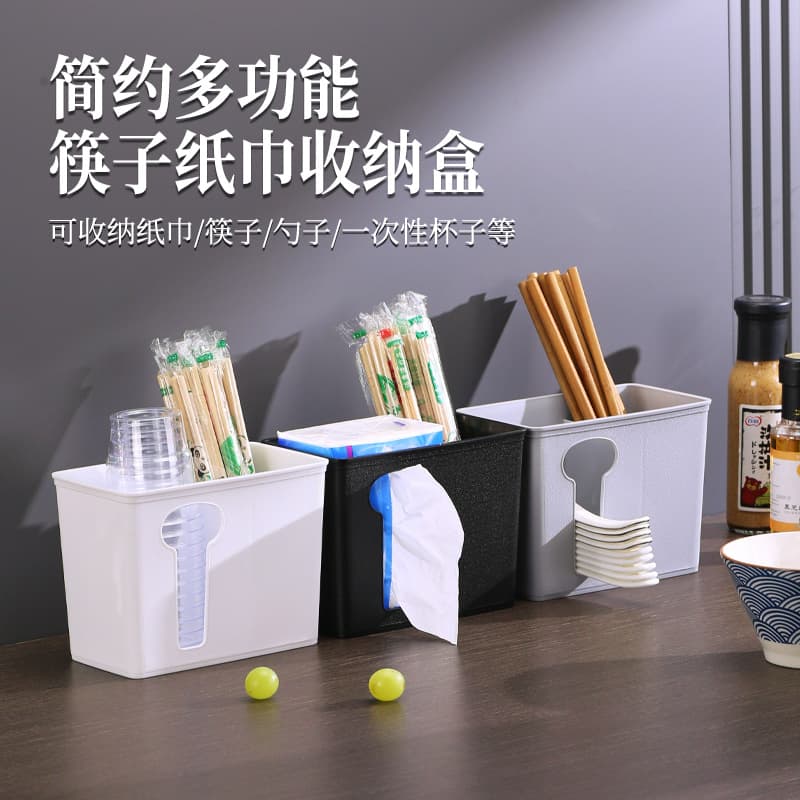 Commercial Chopstick Storage Box, Plastic Utensil Holder for Disposable Chopsticks, Tissues, and Soup Spoons