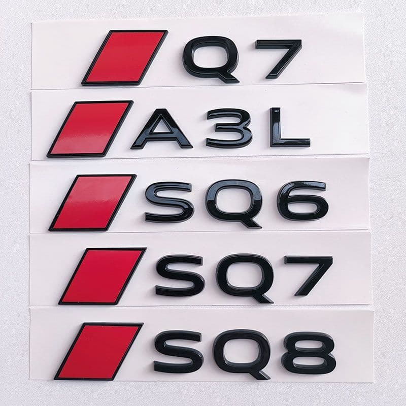 Suitable for new Audi car logo modification SQ8 SQ7 SQ6 A3L S3 A5L rear tail logo word mark decorative sticker