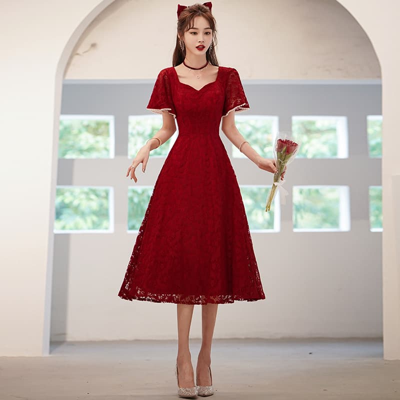 2026 New Wedding Toast Dress for Bride, Wearable for Daily Summer Engagement Return Banquet Lace Dress