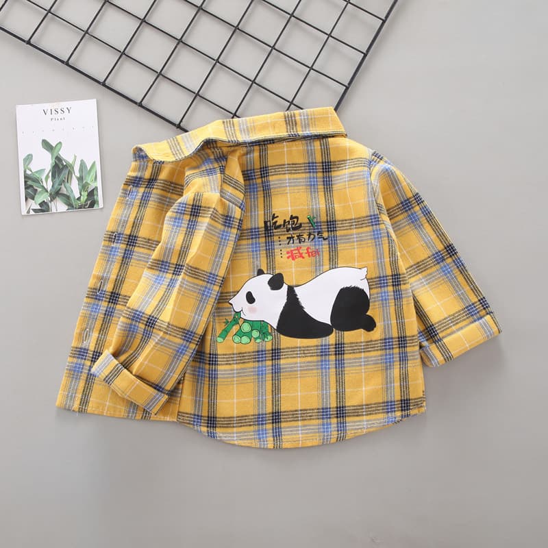 Children's Long-Sleeve Shirt 2025 Spring New Arrival Baby Toddler Plaid Boys Girls Fashionable Top