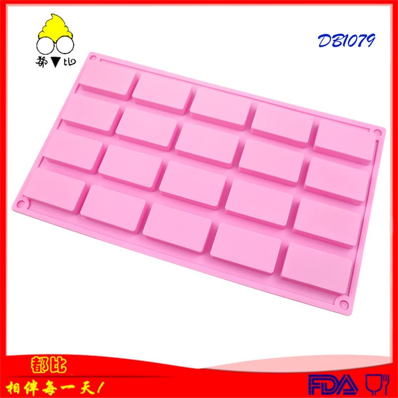 Xingka 20-Cavity Small Rectangle Chocolate Mold, Soap Mold, Silicone Cookie Mold, Jelly Mold