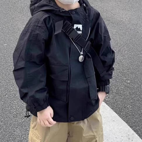 2025 Korean Style Boys Spring Outdoor Jacket and Cargo Pants Set, Toddler and Kids Jacket Windbreaker Coat