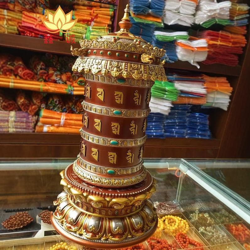 Resin Tibetan Style Electric Prayer Wheel Ornament