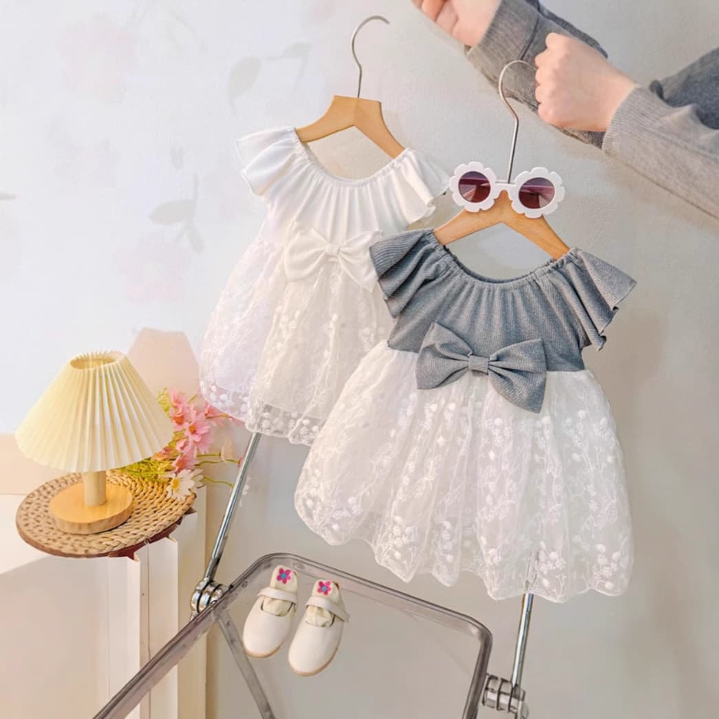Girls bow dress summer 2025 new style children's summer dress baby girl style princess dress