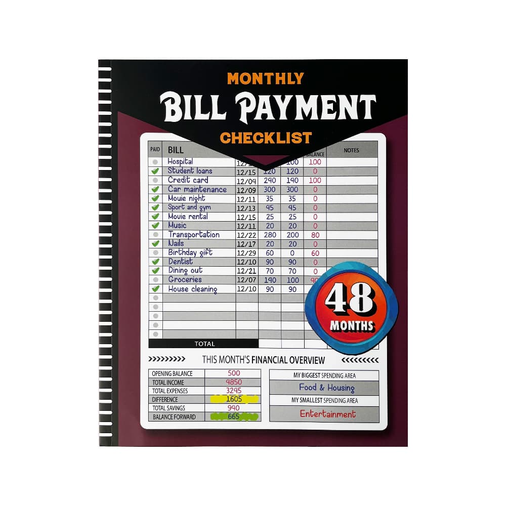 Amazon New Product Bill Tracker Notebook, Bill Record Book, Money Saving Record Book, Wholesale In Stock