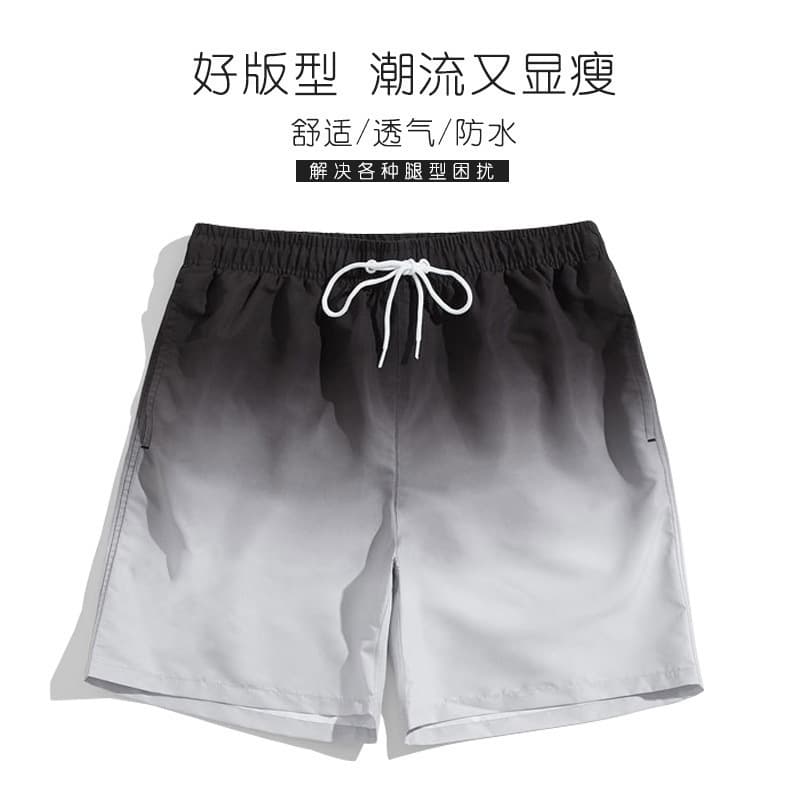 Gradient Surf Swim Trunks 3D Men's Adult Flat Front Shorts Vacation Sports Casual Beach Shorts Trendy