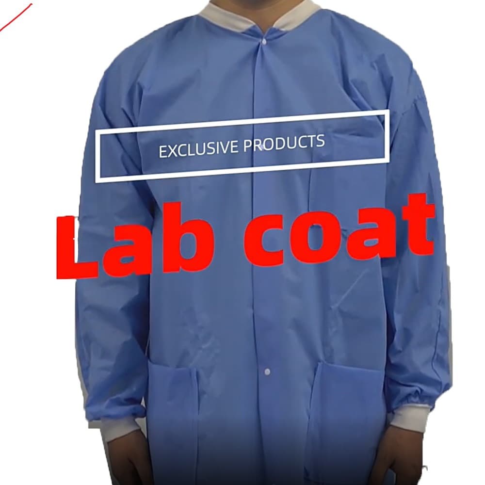 Disposable Isolation Gown 45g SMS Blue Isolation Gown Protective Suit, Knitted Sleeves with Ribbed Cuffs, Thickened Isolation Suit