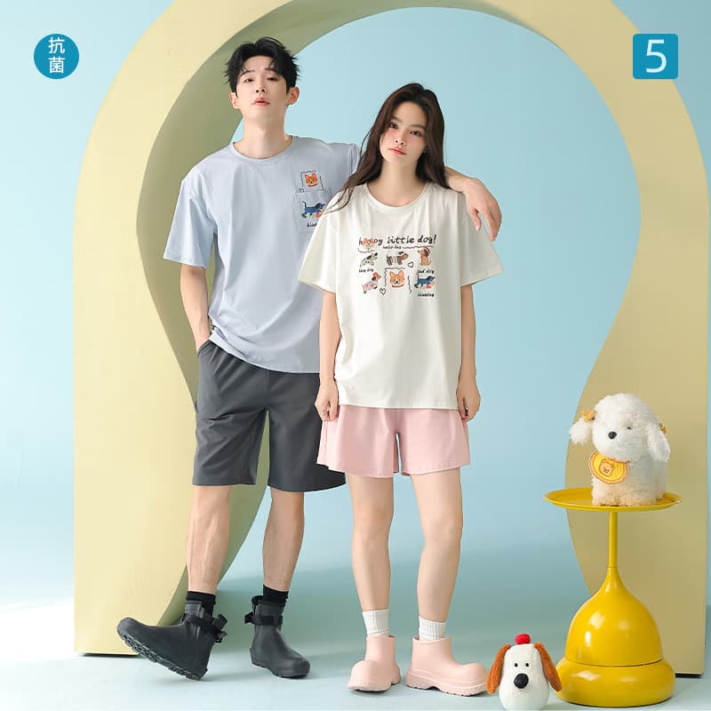 [Antibacterial Xinjiang Cotton] Spring/Summer Cartoon Print Loose Fit Women's Slimming A-Class Men's Pure Cotton Short-Sleeve Round Neck Pajamas