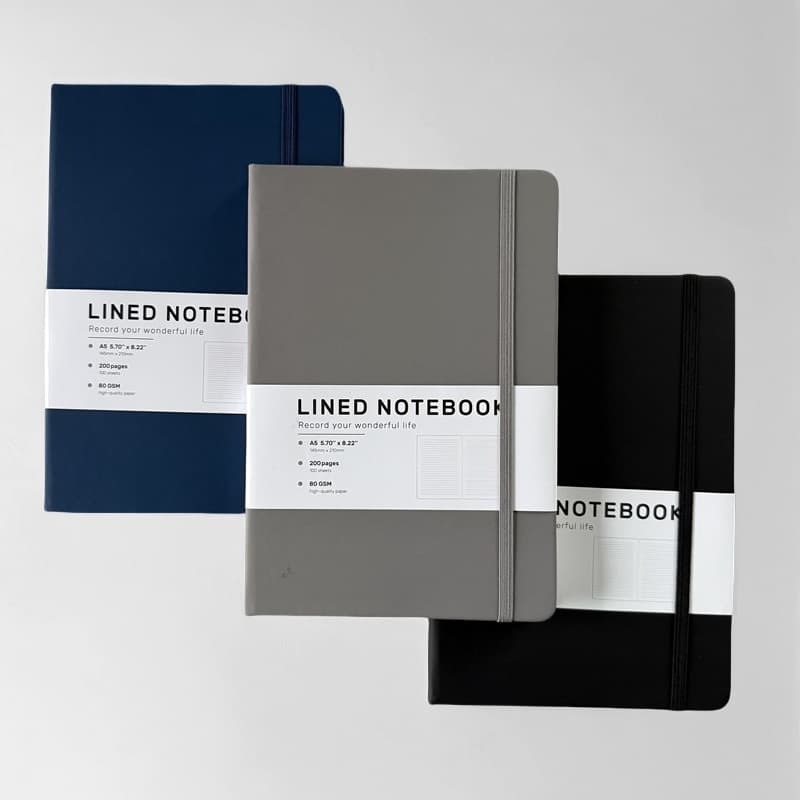 Factory wholesale in stock cross-border A5 strap PU faux leather simple office hardcover notebook with logo printing memo pad