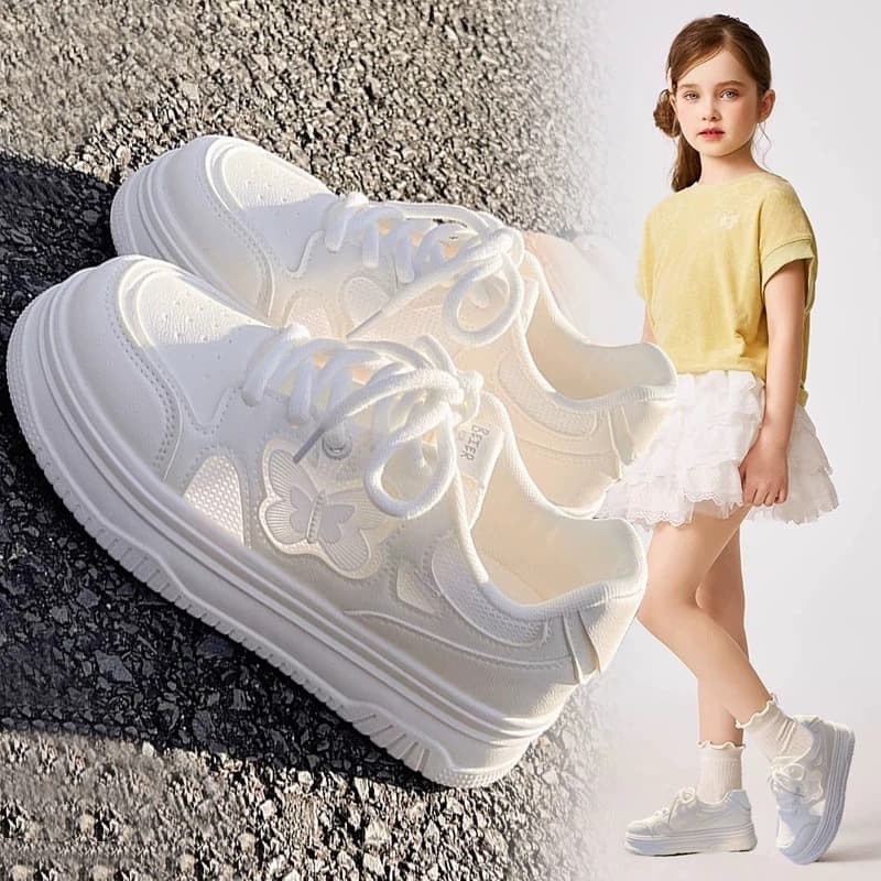 Girls' Shoes 2025 New Summer Breathable Soft Sole Versatile White Sneakers Princess Canvas Shoes Mesh Children's Sports Shoes