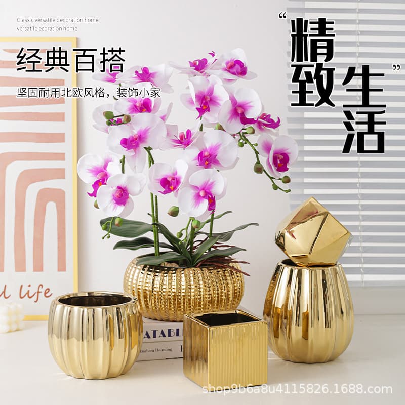 European electroplated American-style vase decoration, creative minimalist home showroom decorative vase for living room and hallway, wholesale