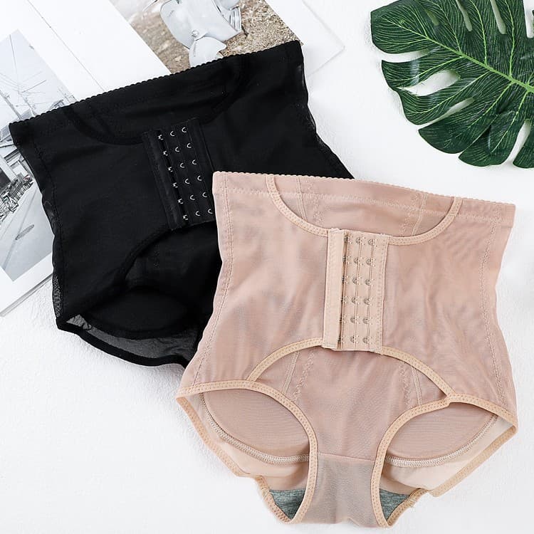 New high-waisted breasted tummy-tightening underwear, butt-lifting peach buttocks, removable hip pads, breathable postpartum waist-tightening body-shaping pants