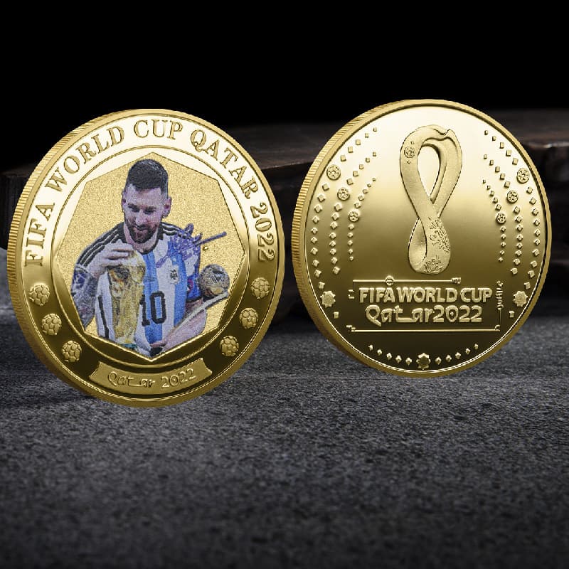 2022 Qatar World Cup Commemorative Coin Football Star Messi Gold and Silver Commemorative Coin Wholesale Fan Collection