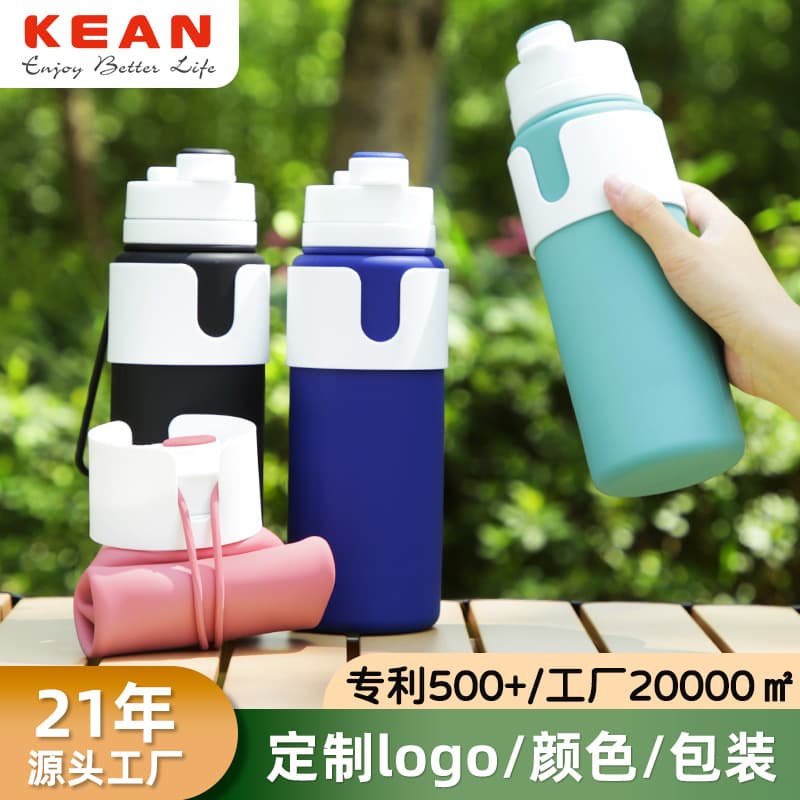 Outdoor Large Capacity Handheld Food-Grade Silicone Portable Squeeze Cycling Water Bottle Fitness Hiking Sports Bottle