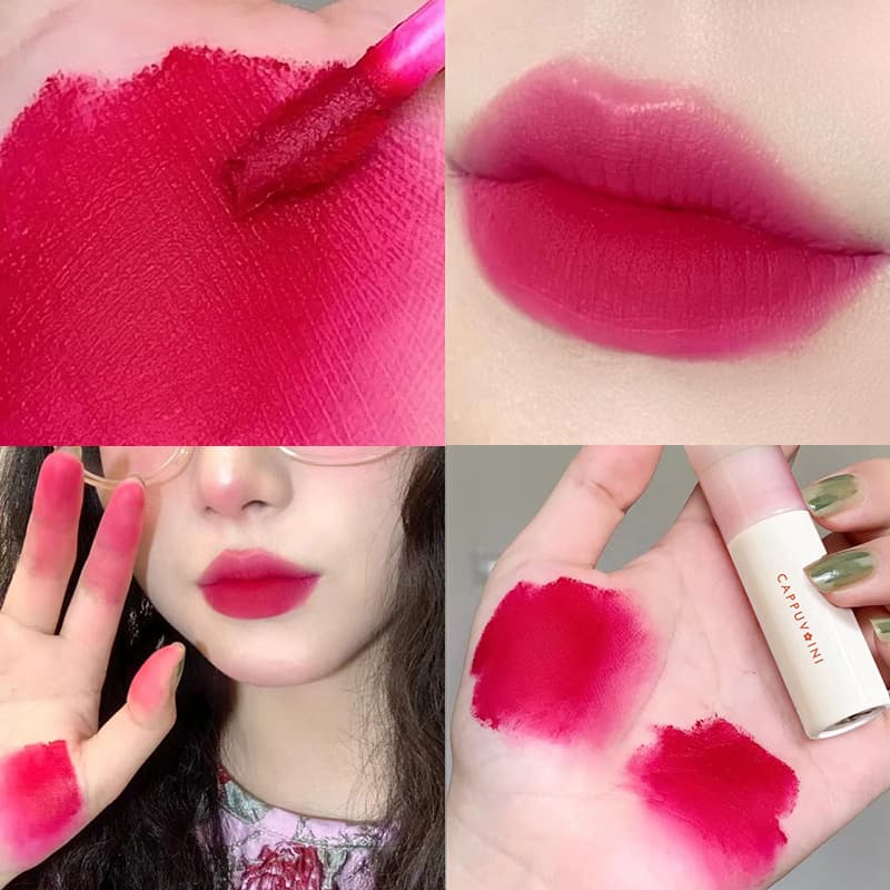 Cappuvini Small Milk Tube Lip Glaze Lip Mud Airy White Matte Velvet Matte Lip Gloss Lip Glaze Lipstick