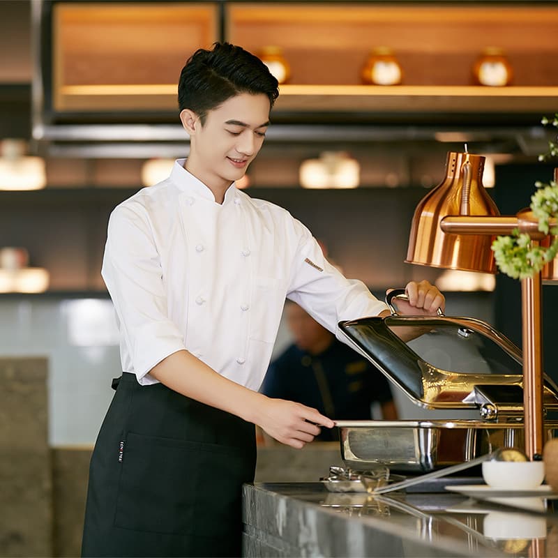 Star Hotel Autumn/Winter Kitchen Chef Uniform Restaurant Hot Pot Chef Coat Kitchen Workwear Long Sleeve Women
