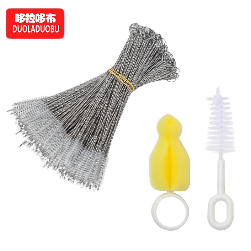 Dora Dabu Guide Hair Brush Stainless Steel Bottle Straw Brush Spiral Soft Bristle Straw Brush Export Model 6032