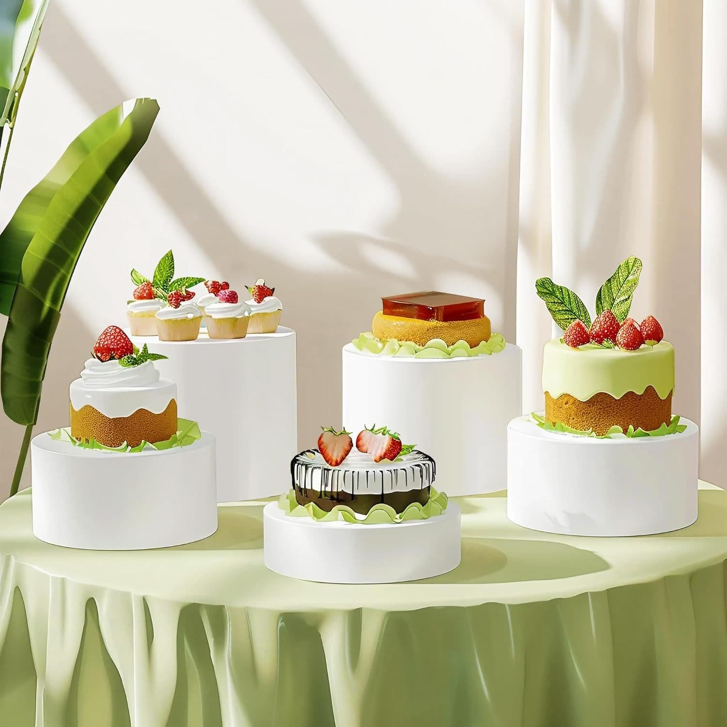 Cross-border acrylic display box white round riser cake display stand acrylic storage box custom