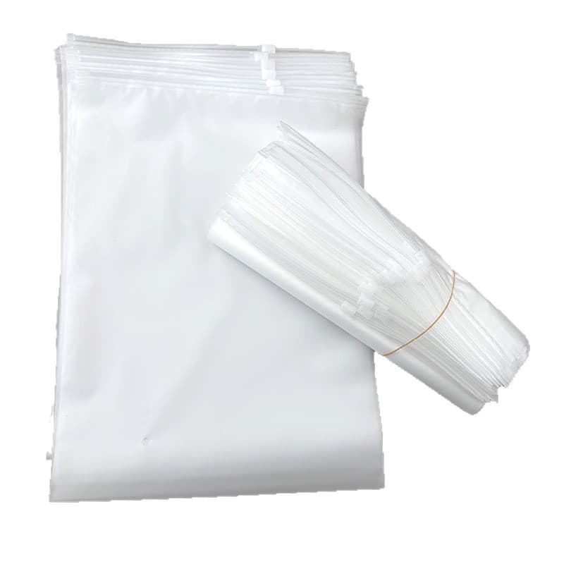 In stock transparent frosted zipper bag, custom thickened PE plastic self-sealing bag for clothing, underwear, and socks packaging