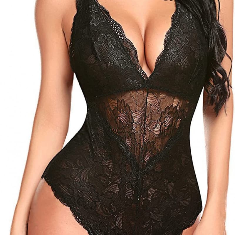 Cross-border European and American sexy lingerie foreign trade one-piece underwear women's large size wholesale pajamas hollow lace factory