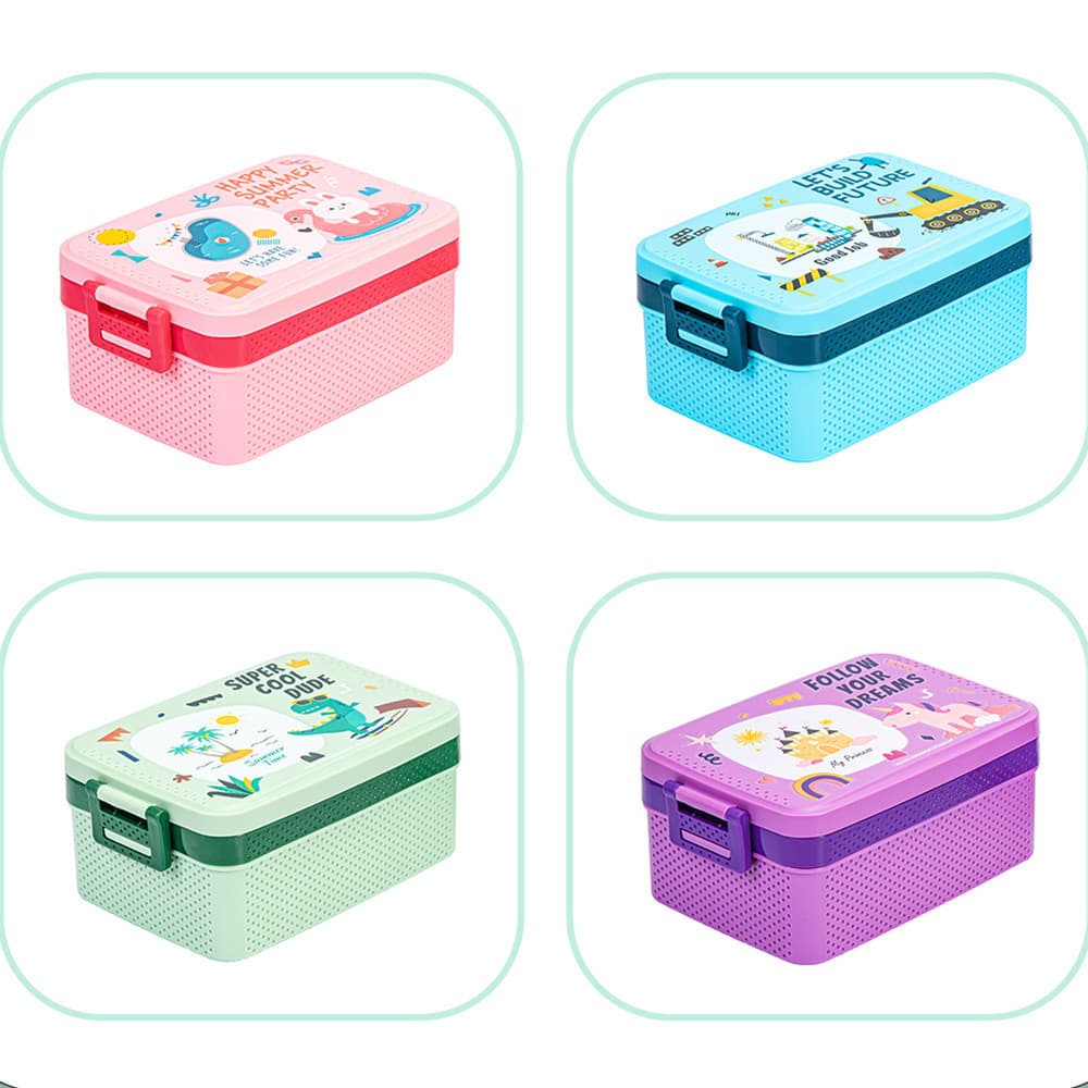 Cartoon Single and Double Layer Lunch Box with Cup Set Portable Sealed Bento Box Water Bottle Children's Meal Box Set