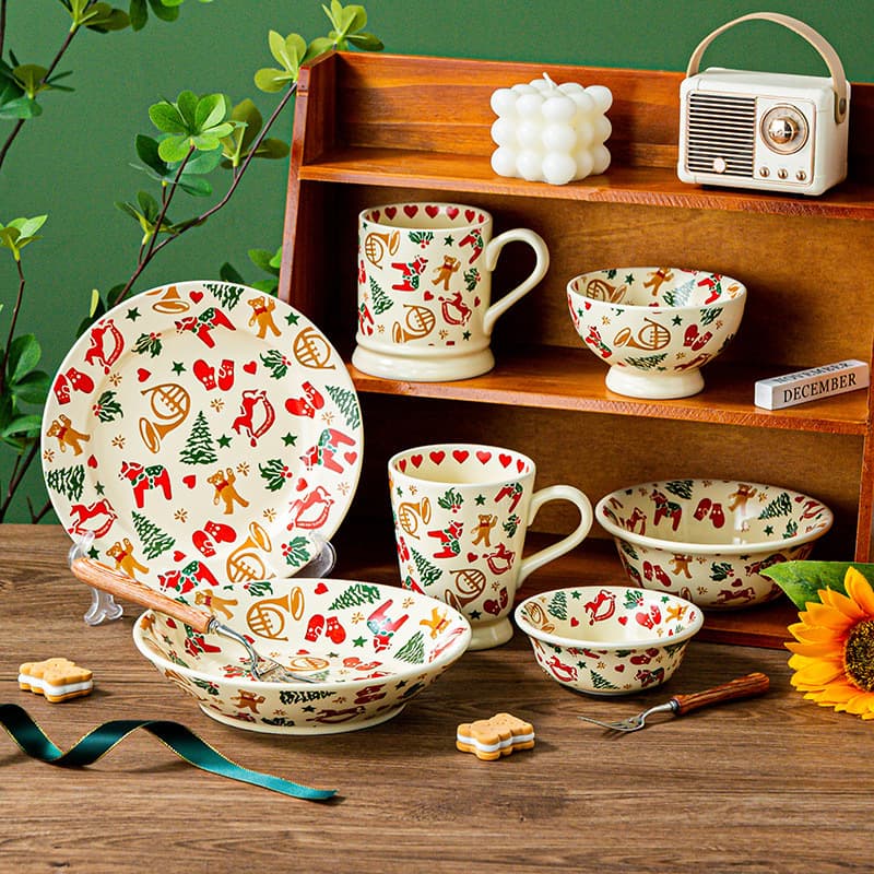 Christmas series ceramic tableware, high-value mugs, coffee cups, bowls, plates, tableware, gifts for best friends, New Year's gifts.