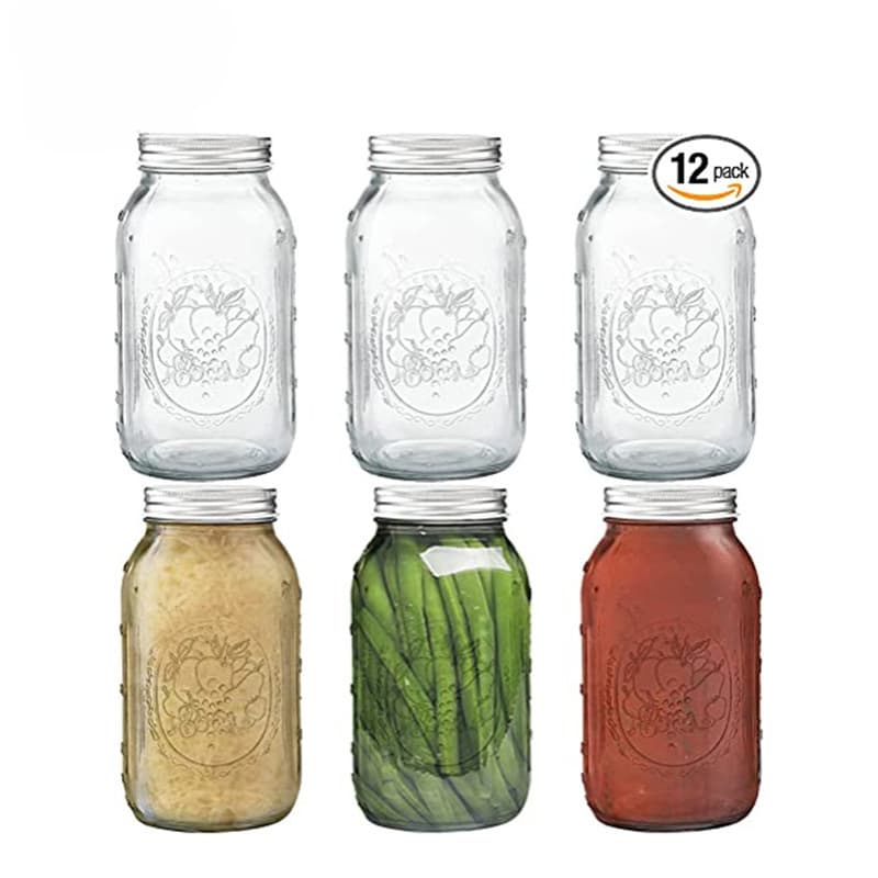 Cross-Border Food Grade Mason Jar Wide Mouth Glass Sealing Jar Jam Honey Bottle Salad Jar Food Grade Glass Bottle