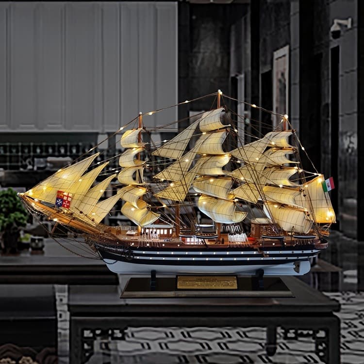 European-style Large Wooden Sailboat Model Smooth Sailing Office Decoration Ornament Living Room Craft Ship Opening Housewarming Gift