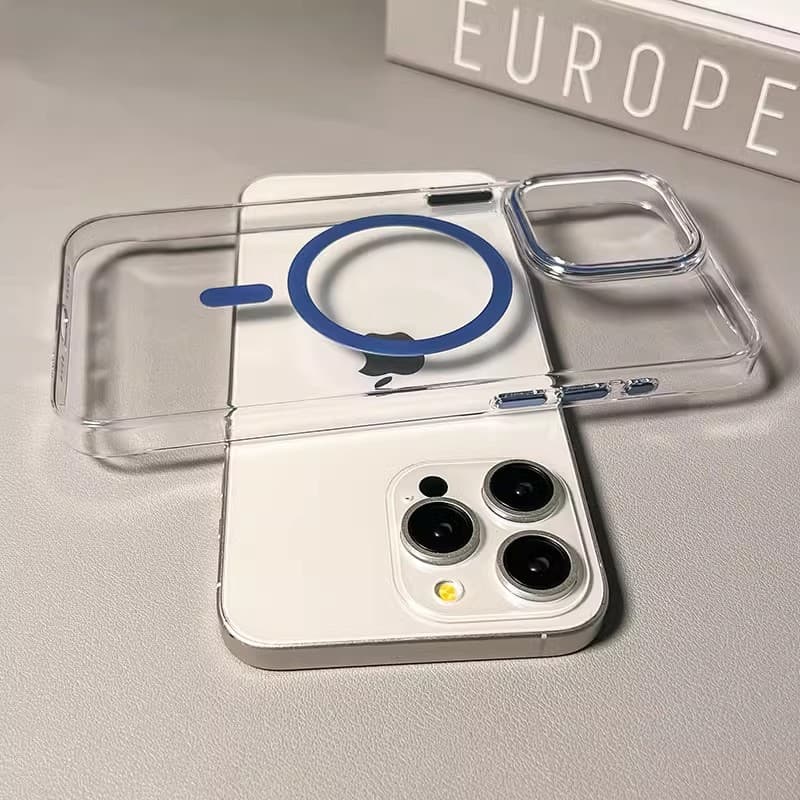 Ice Clear PC Magnetic Case for iPhone 17 Pro Max, Transparent, Anti-Yellowing, Ultra-Thin Protective Cover for iPhone 16/15