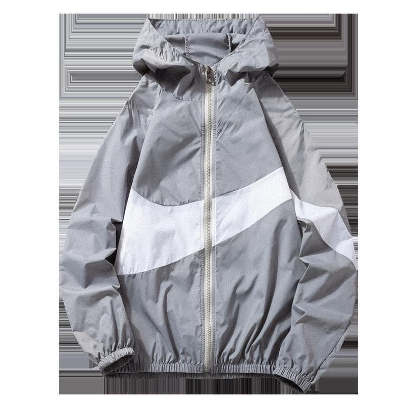 Spring and autumn new fashion color-block men's jacket, casual trendy thin student windbreaker coat hooded jacket top.