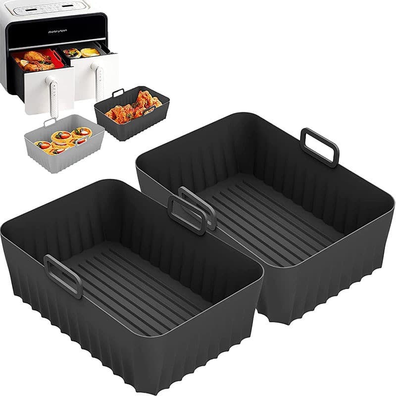 New Rectangular Dual-Compartment Silicone Air Fryer Mat, Exclusive for Air Fryers, Cross-Border on Amazon
