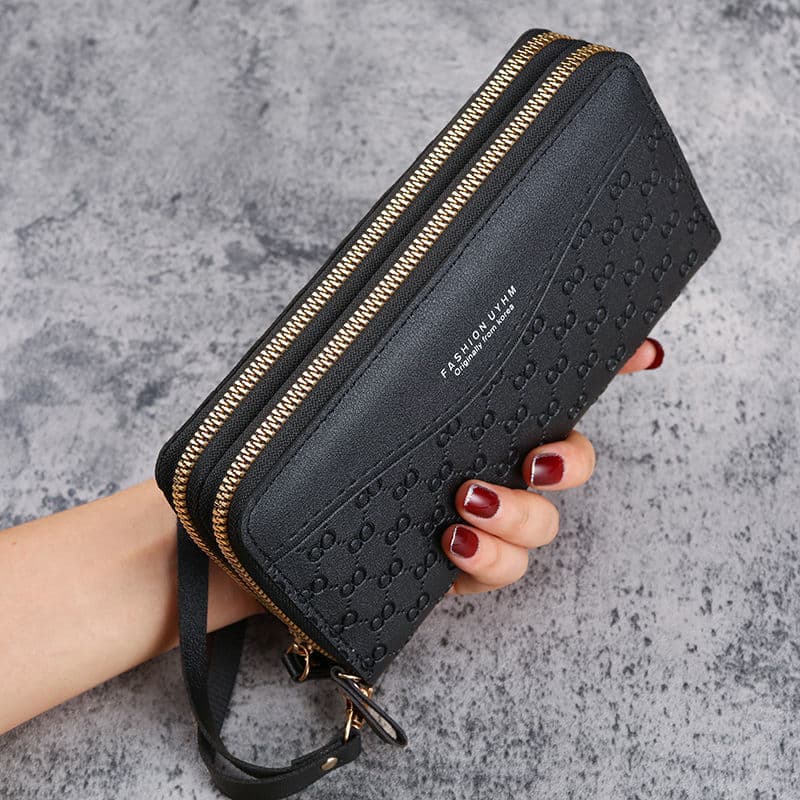 Women's Double Layer Zipper Wallet Multi Pocket Large Capacity Mobile Phone Bag Dual Use Multi Card Slot Card Holder Female