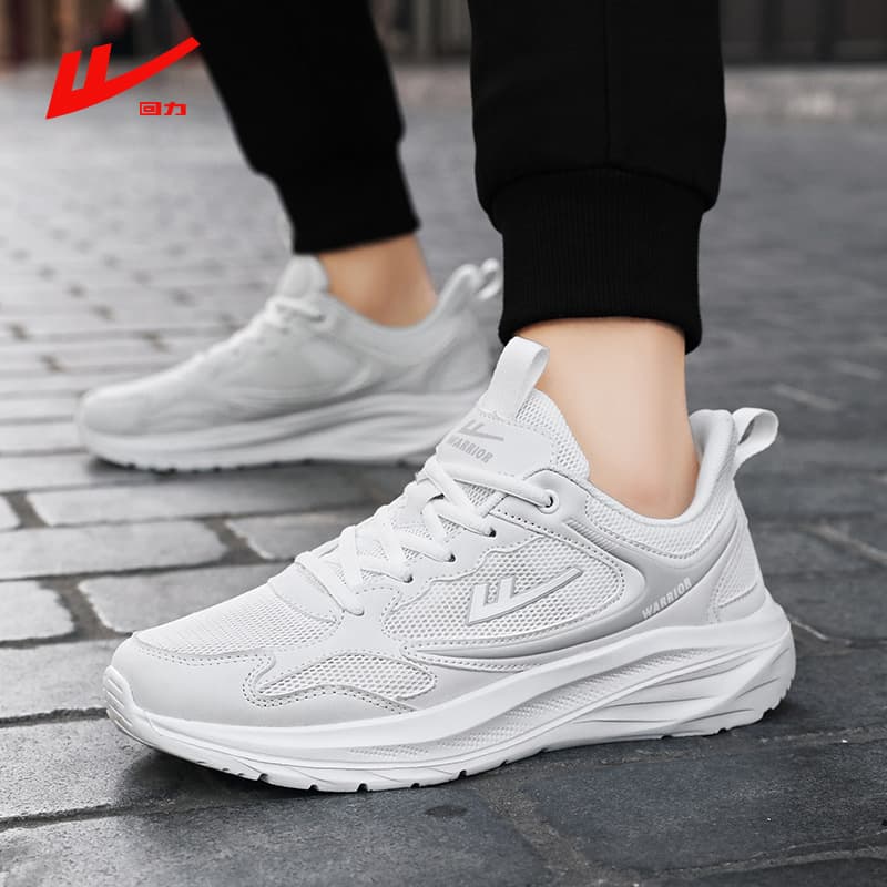 Warrior Men's Shoes 2026 New Mesh Couple Lightweight Breathable Running Sneakers White Shoes Size 45 Dad Shoes