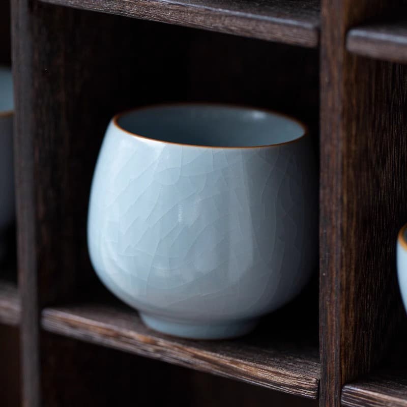 Ruyao Ceramic Tea Cup Copper Coin Bottom Pattern Gongfu Tea Set Drinking Cup Ancient Chinese Ceramics Tea Bowl for Tea Lovers